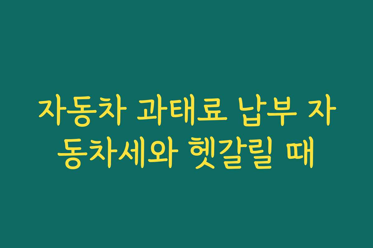 자동차 과태료 납부 자동차세와 헷갈릴 때