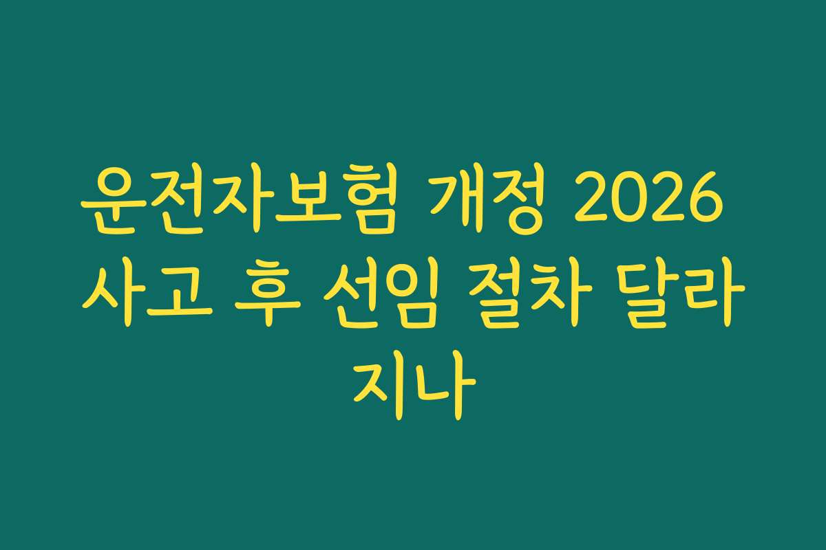 운전자보험 개정 2026 사고 후 선임 절차 달라지나