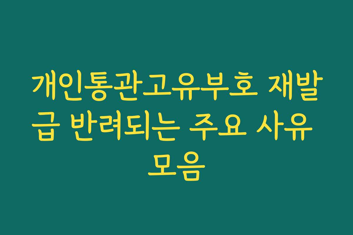 개인통관고유부호 재발급 반려되는 주요 사유 모음