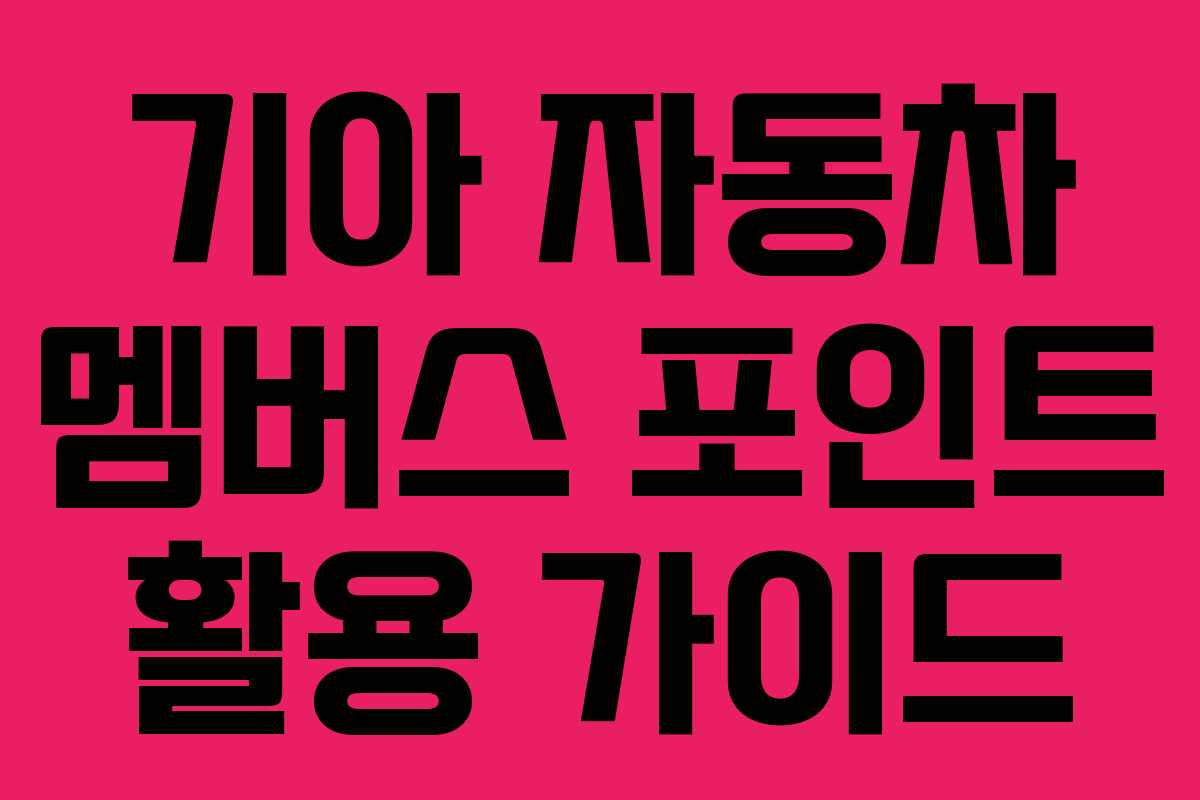 기아 자동차 멤버스 포인트 활용 가이드