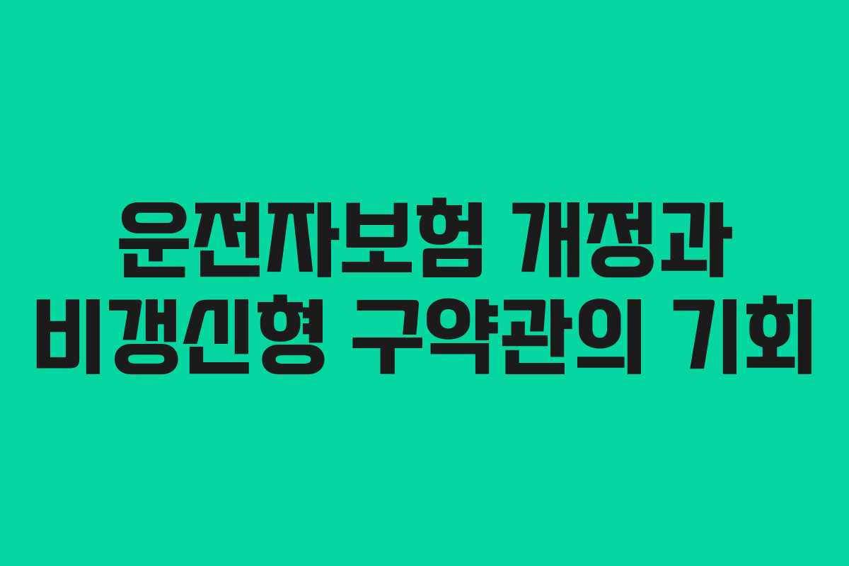 운전자보험 개정과 비갱신형 구약관의 기회