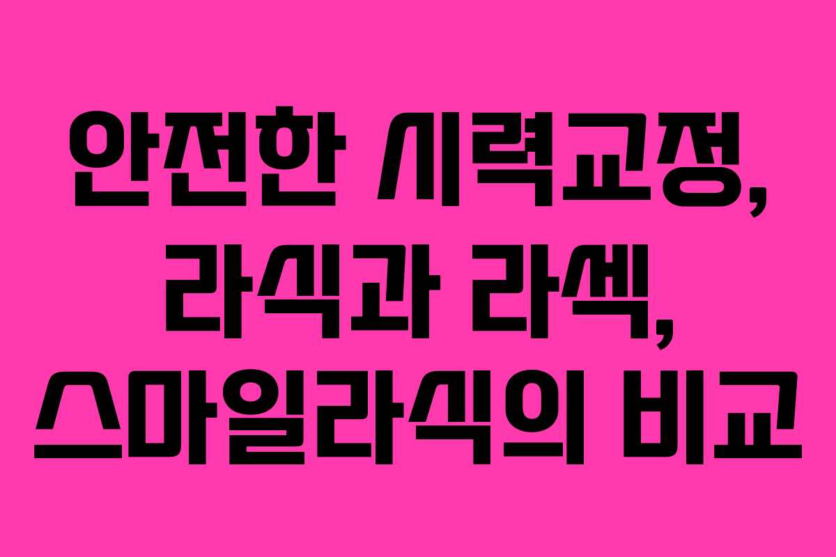 안전한 시력교정, 라식과 라섹, 스마일라식의 비교
