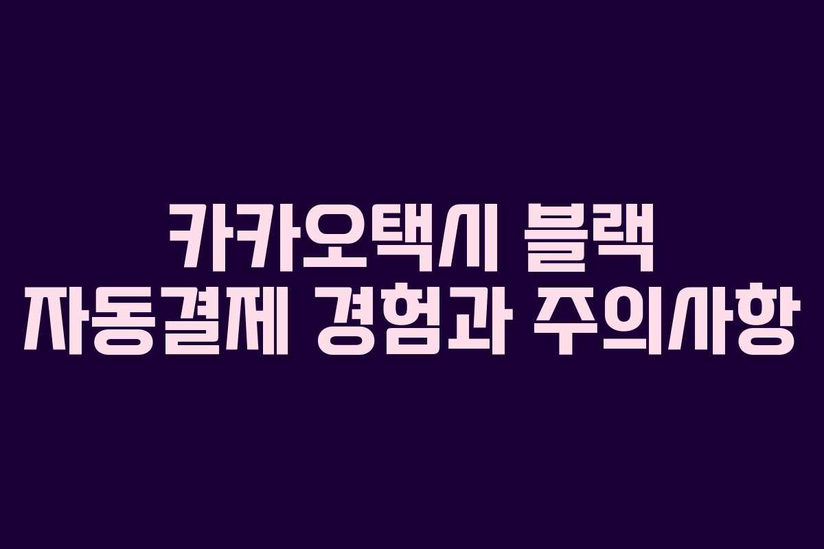 카카오택시 블랙 자동결제 경험과 주의사항