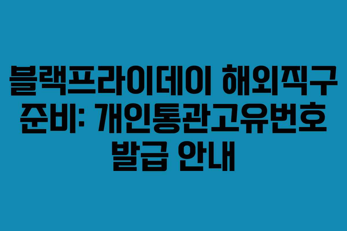 블랙프라이데이 해외직구 준비: 개인통관고유번호 발급 안내