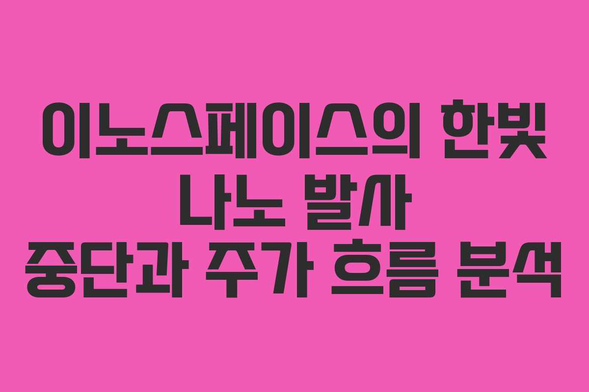 이노스페이스의 한빛 나노 발사 중단과 주가 흐름 분석