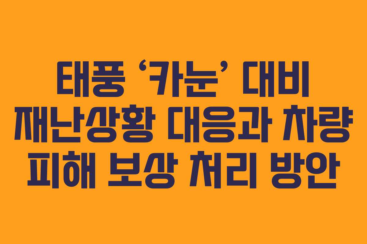 태풍 ‘카눈’ 대비 재난상황 대응과 차량 피해 보상 처리 방안