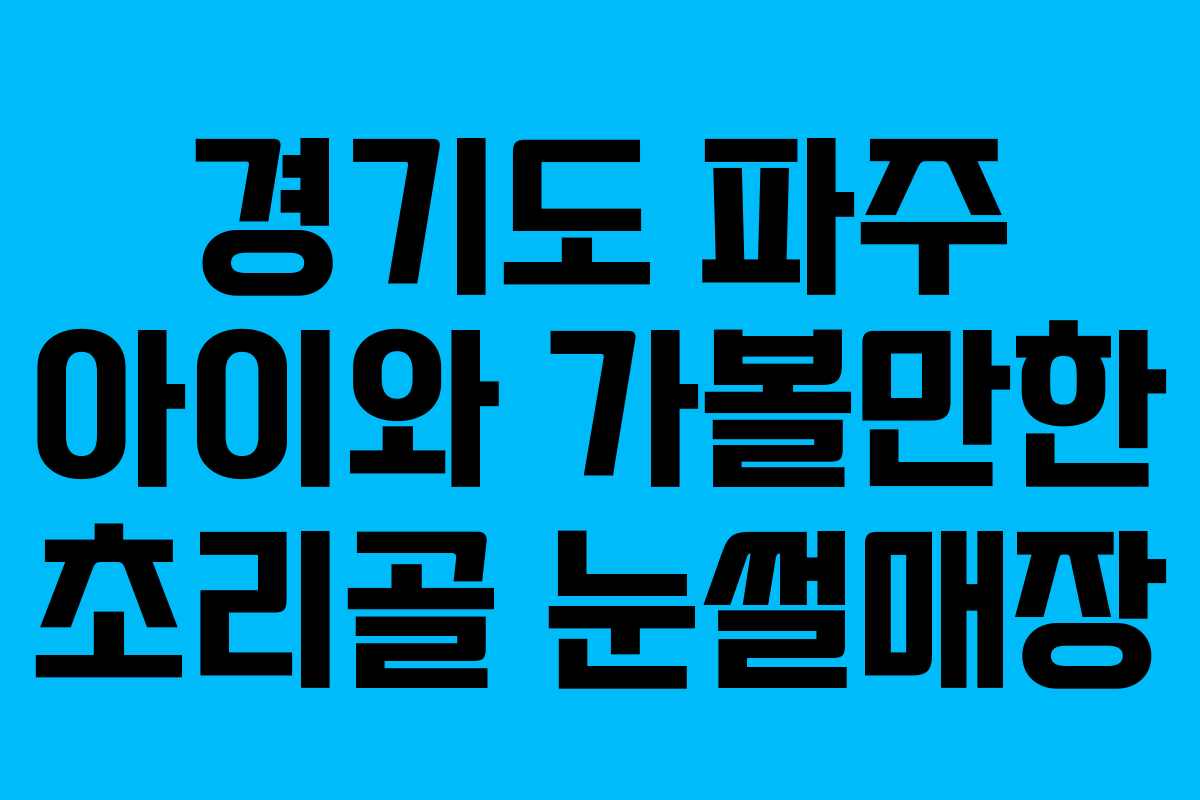 경기도 파주 아이와 가볼만한 초리골 눈썰매장