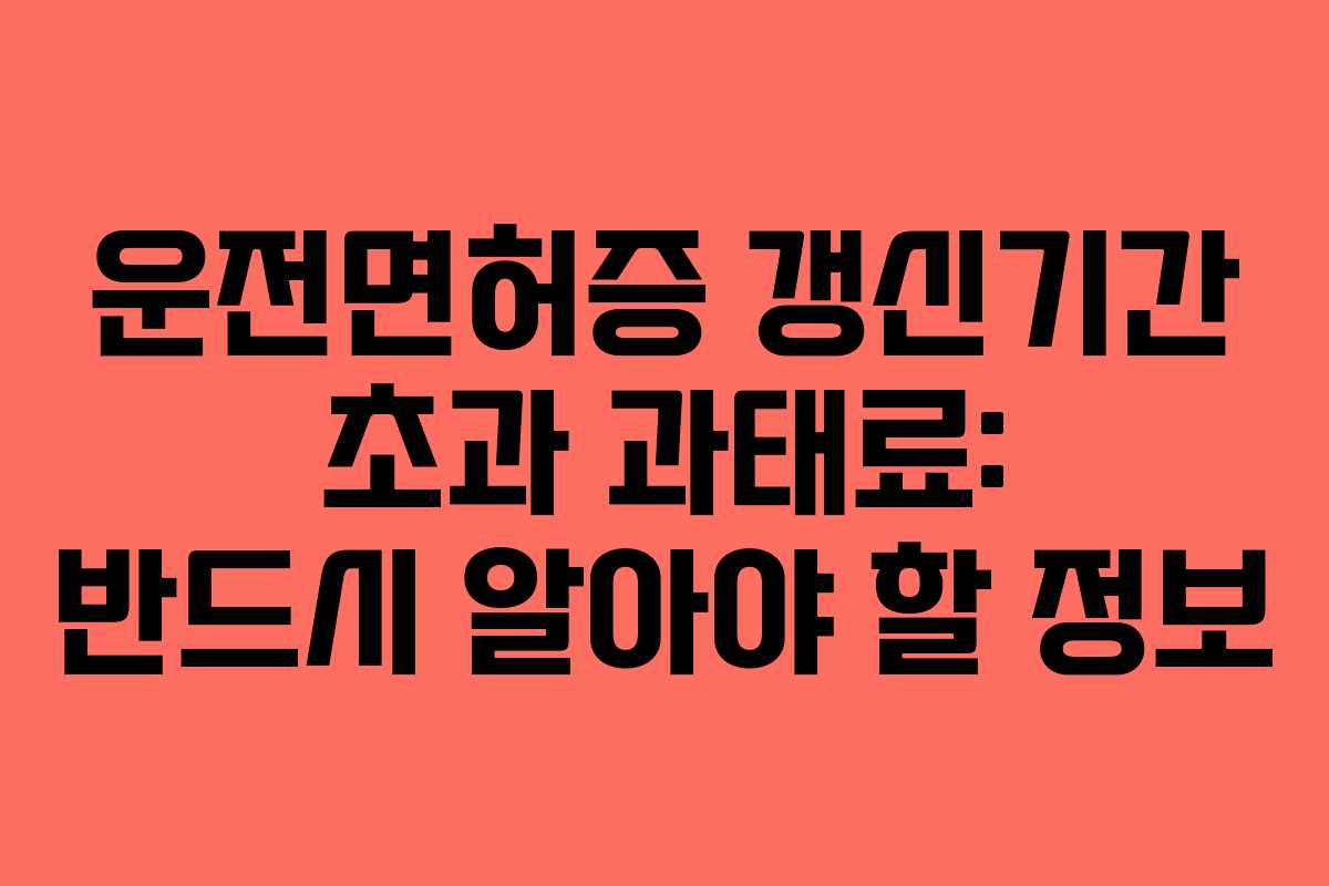 운전면허증 갱신기간 초과 과태료: 반드시 알아야 할 정보
