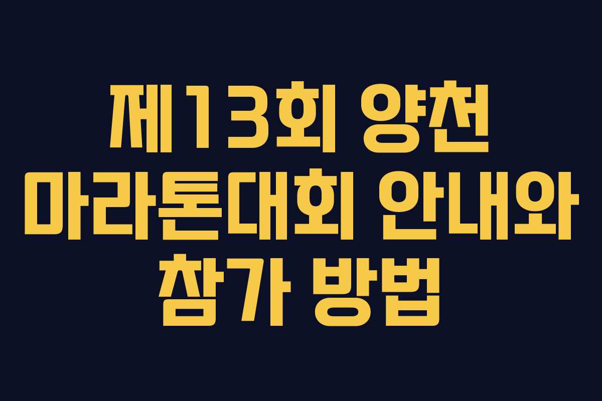 제13회 양천 마라톤대회 안내와 참가 방법