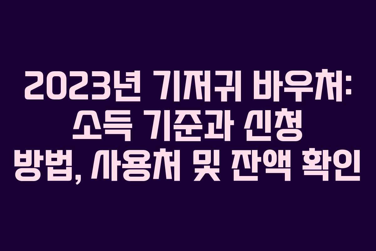 2023년 기저귀 바우처: 소득 기준과 신청 방법, 사용처 및 잔액 확인