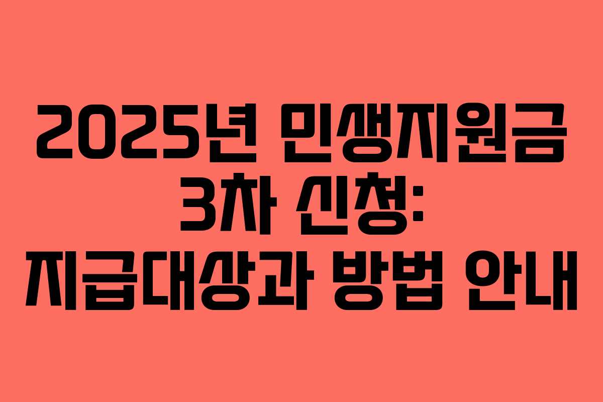 2025년 민생지원금 3차 신청: 지급대상과 방법 안내