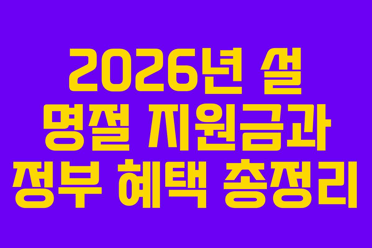 2026년 설 명절 지원금과 정부 혜택 총정리