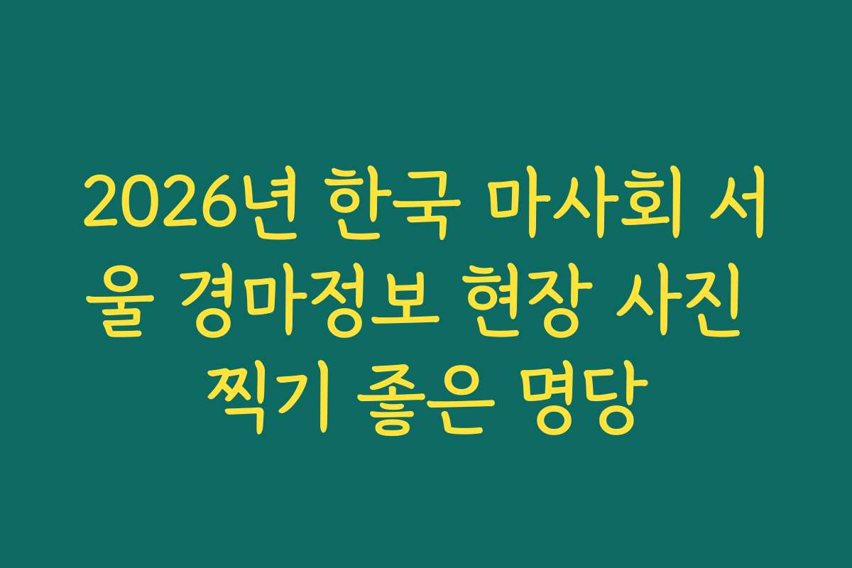 2026년 한국 마사회 서울 경마정보 현장 사진 찍기 좋은 명당