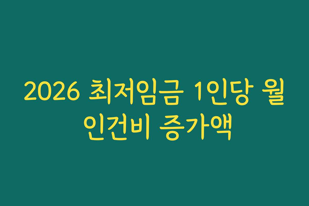 2026 최저임금 1인당 월 인건비 증가액