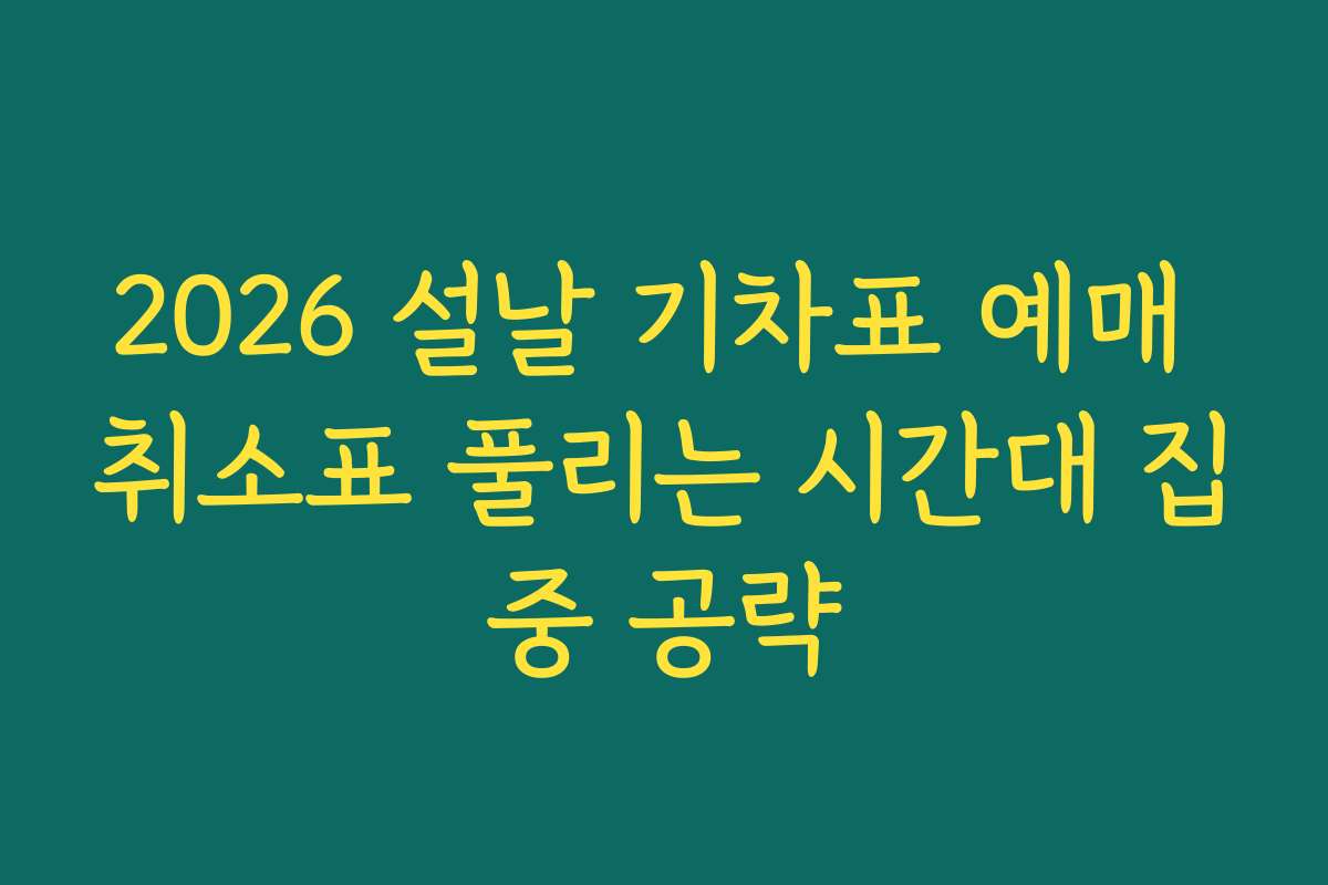 2026 설날 기차표 예매 취소표 풀리는 시간대 집중 공략