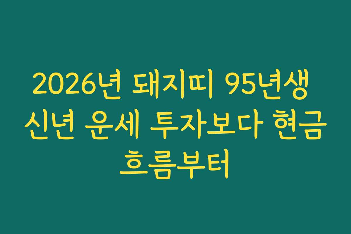 2026년 돼지띠 95년생 신년 운세 투자보다 현금흐름부터