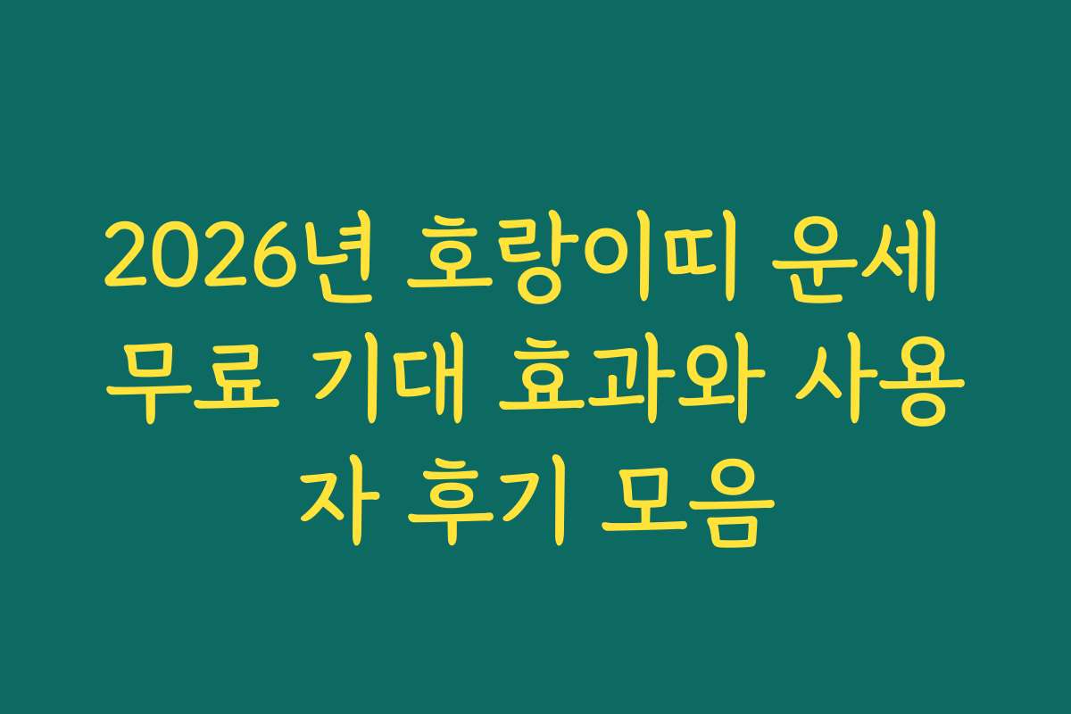 2026년 호랑이띠 운세 무료 기대 효과와 사용자 후기 모음