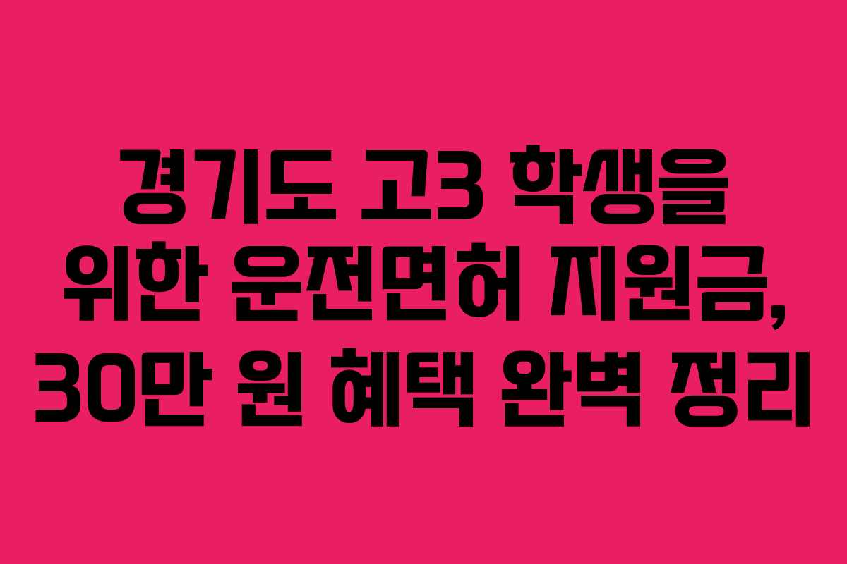 경기도 고3 학생을 위한 운전면허 지원금, 30만 원 혜택 완벽 정리