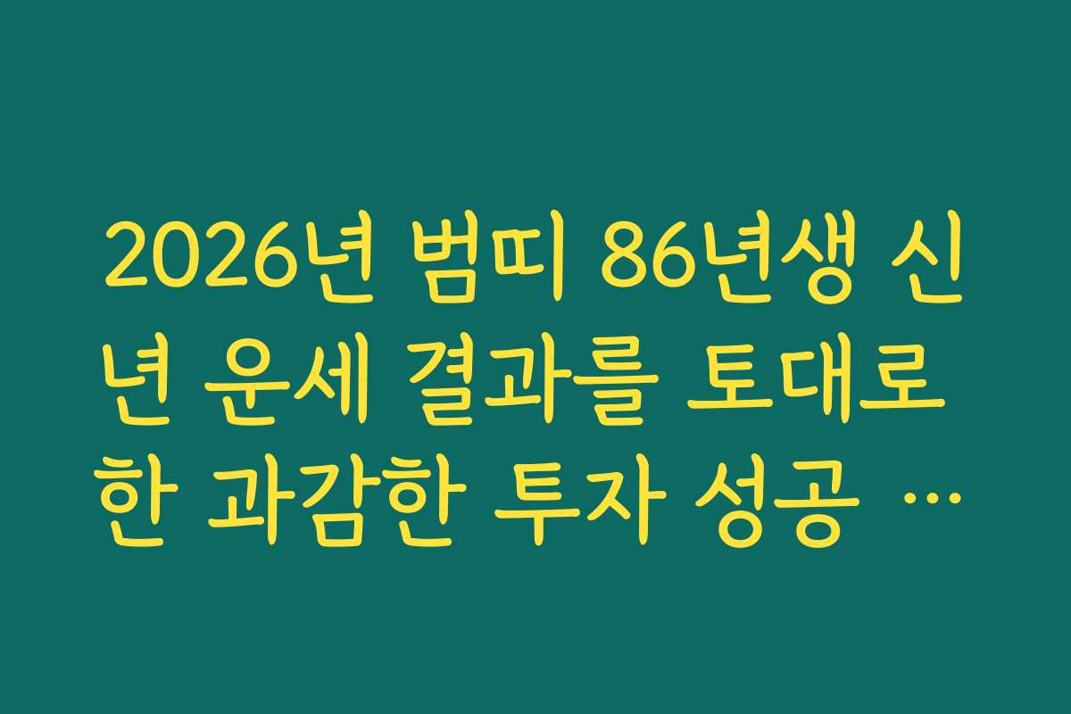 2026년 범띠 86년생 신년 운세 결과를 토대로 한 과감한 투자 성공 전략