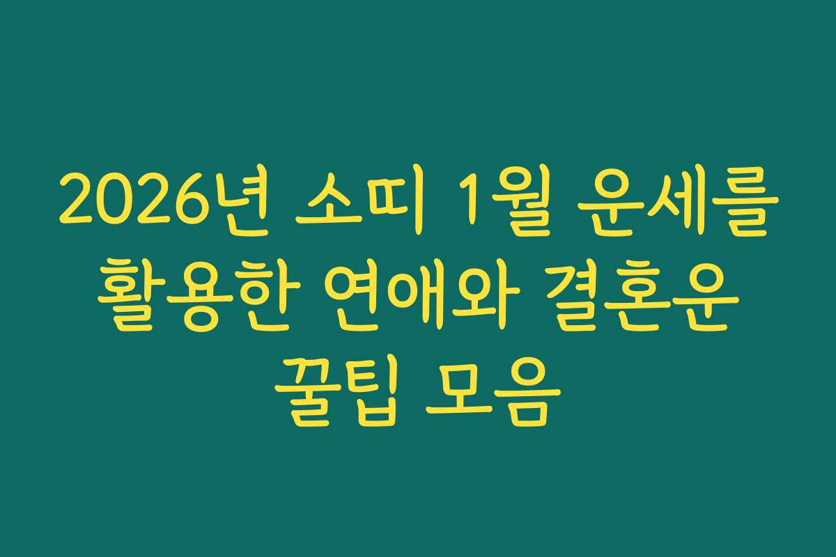 2026년 소띠 1월 운세를 활용한 연애와 결혼운 꿀팁 모음