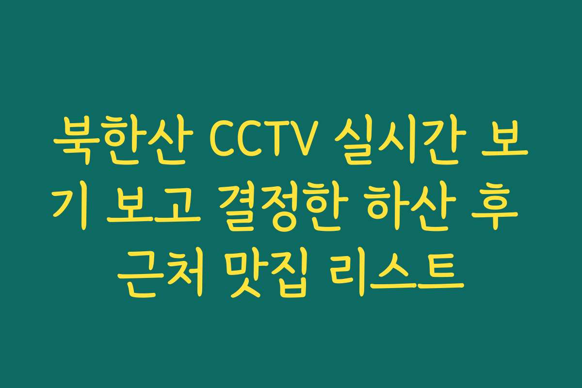 북한산 CCTV 실시간 보기 보고 결정한 하산 후 근처 맛집 리스트