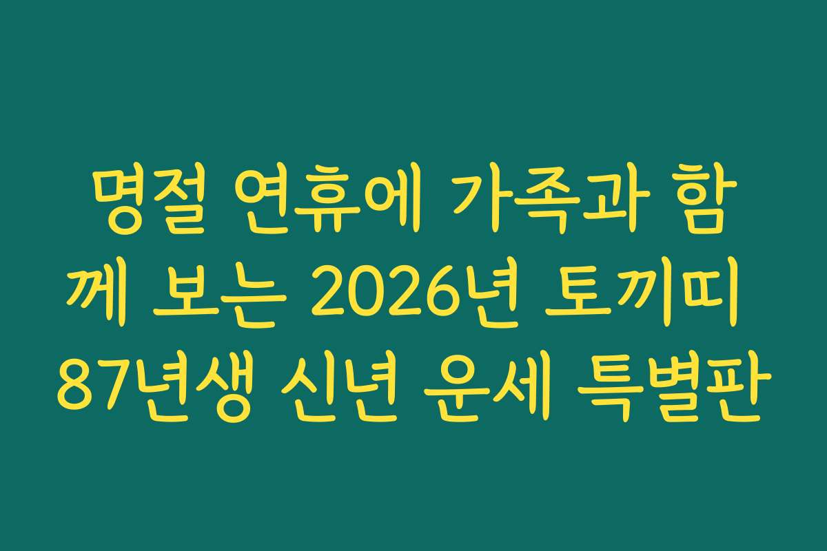 명절 연휴에 가족과 함께 보는 2026년 토끼띠 87년생 신년 운세 특별판