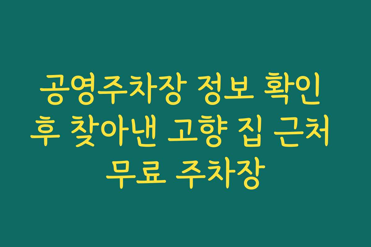 공영주차장 정보 확인 후 찾아낸 고향 집 근처 무료 주차장