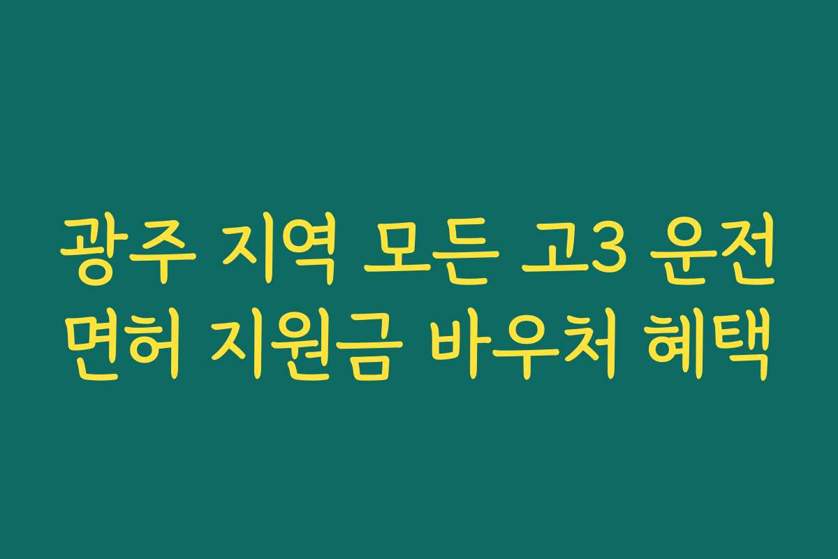 광주 지역 모든 고3 운전면허 지원금 바우처 혜택