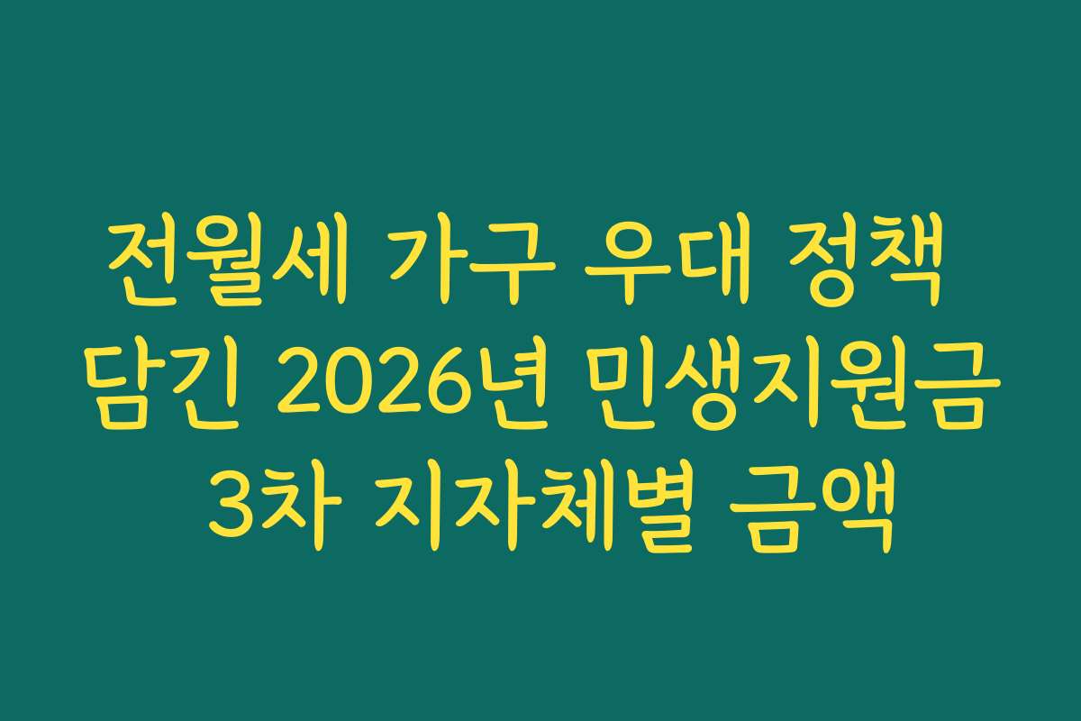 전월세 가구 우대 정책 담긴 2026년 민생지원금 3차 지자체별 금액