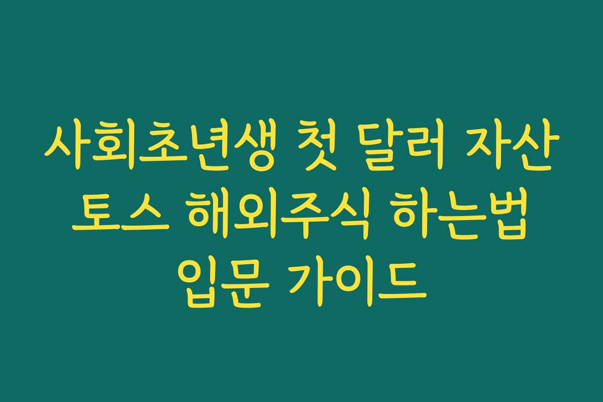 사회초년생 첫 달러 자산 토스 해외주식 하는법 입문 가이드