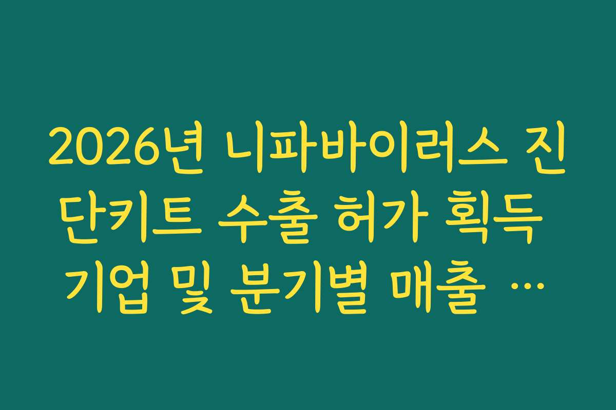 2026년 니파바이러스 진단키트 수출 허가 획득 기업 및 분기별 매출 전망 공시