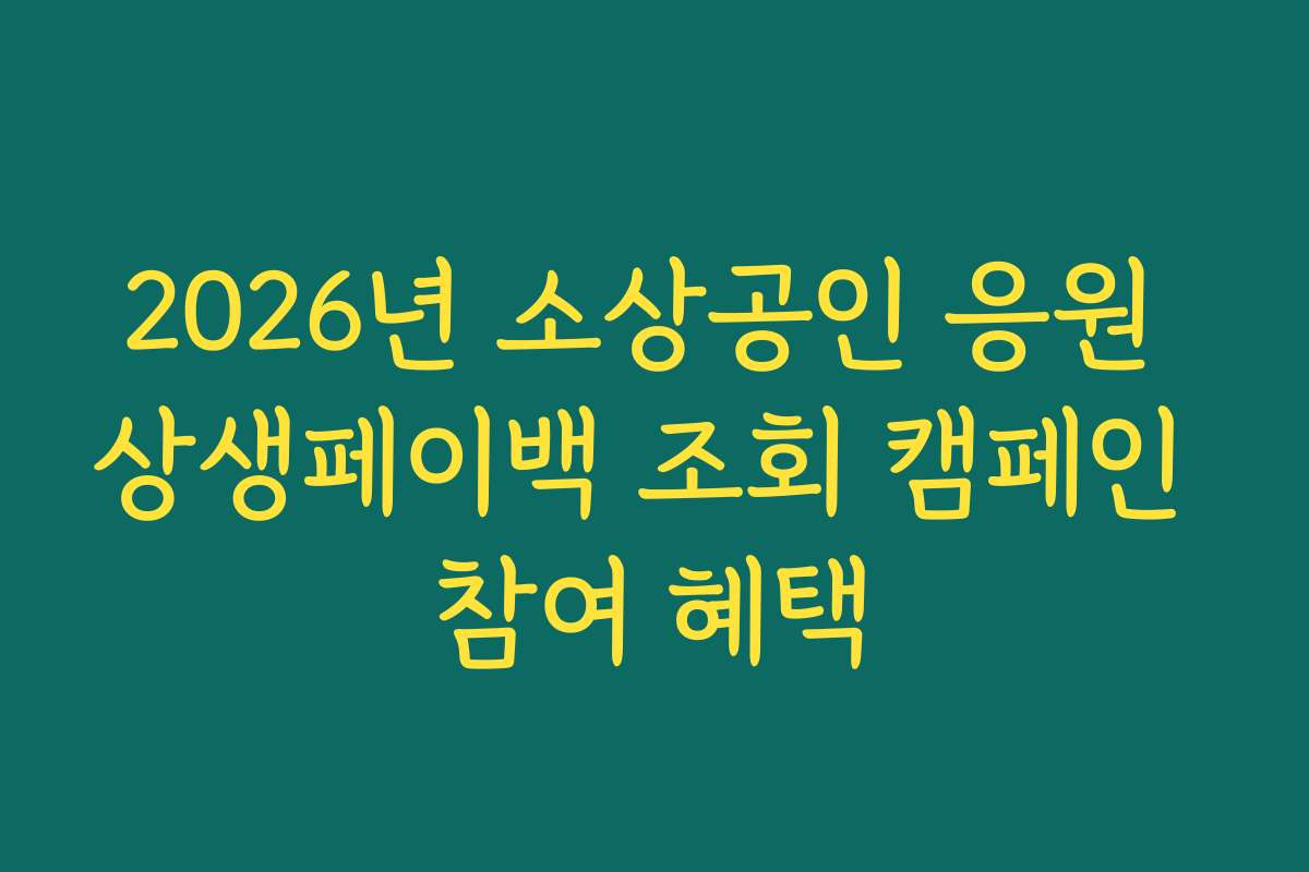 2026년 소상공인 응원 상생페이백 조회 캠페인 참여 혜택