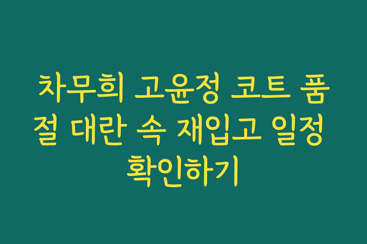 차무희 고윤정 코트 품절 대란 속 재입고 일정 확인하기