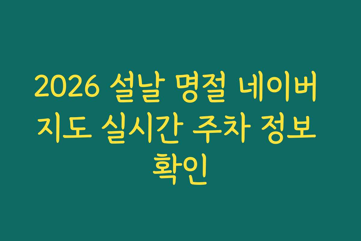 2026 설날 명절 네이버 지도 실시간 주차 정보 확인