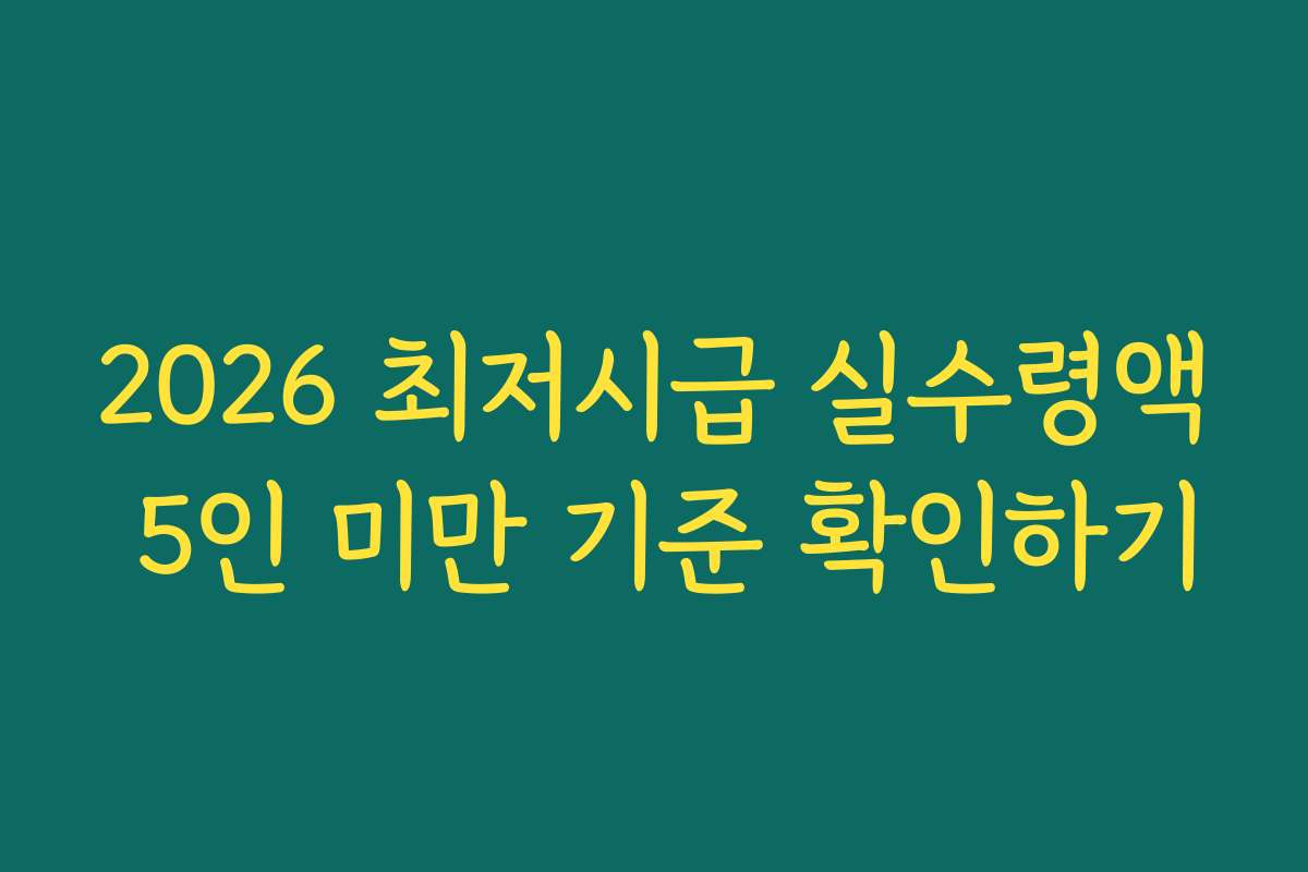 2026 최저시급 실수령액 5인 미만 기준 확인하기