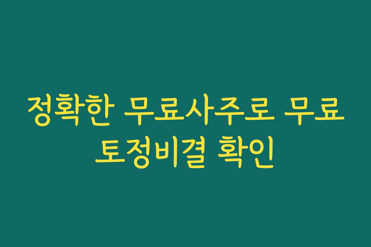정확한 무료사주로 무료토정비결 확인