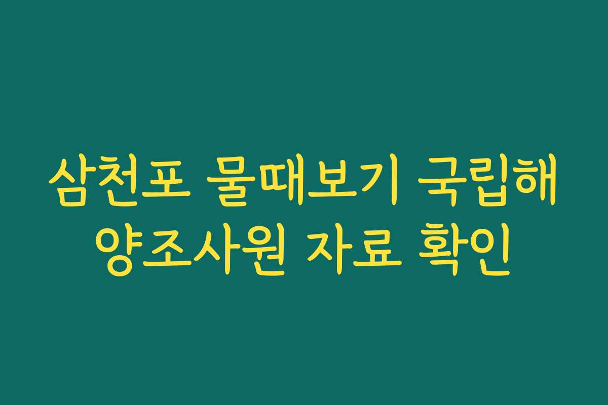 삼천포 물때보기 국립해양조사원 자료 확인