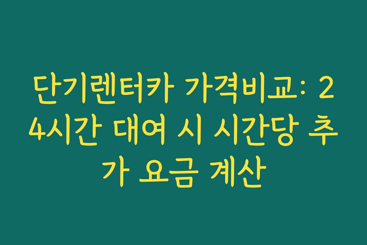 단기렌터카 가격비교: 24시간 대여 시 시간당 추가 요금 계산