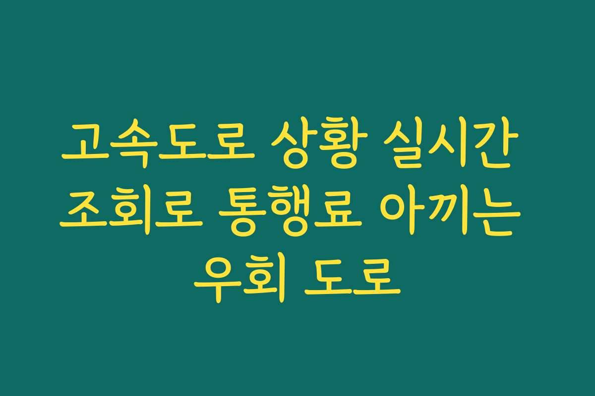 고속도로 상황 실시간 조회로 통행료 아끼는 우회 도로