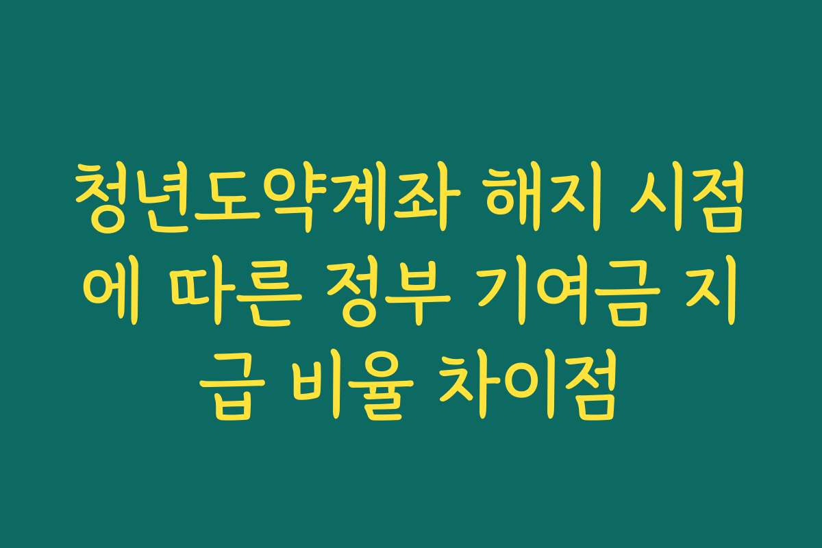청년도약계좌 해지 시점에 따른 정부 기여금 지급 비율 차이점