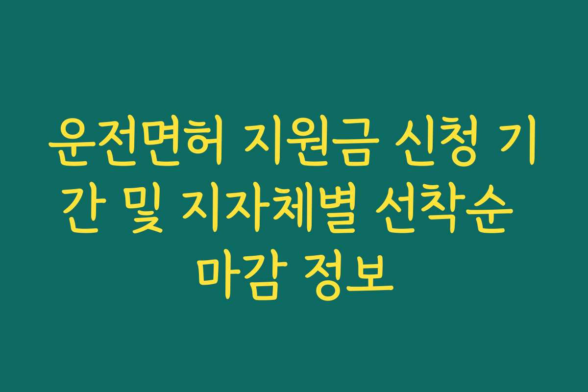운전면허 지원금 신청 기간 및 지자체별 선착순 마감 정보