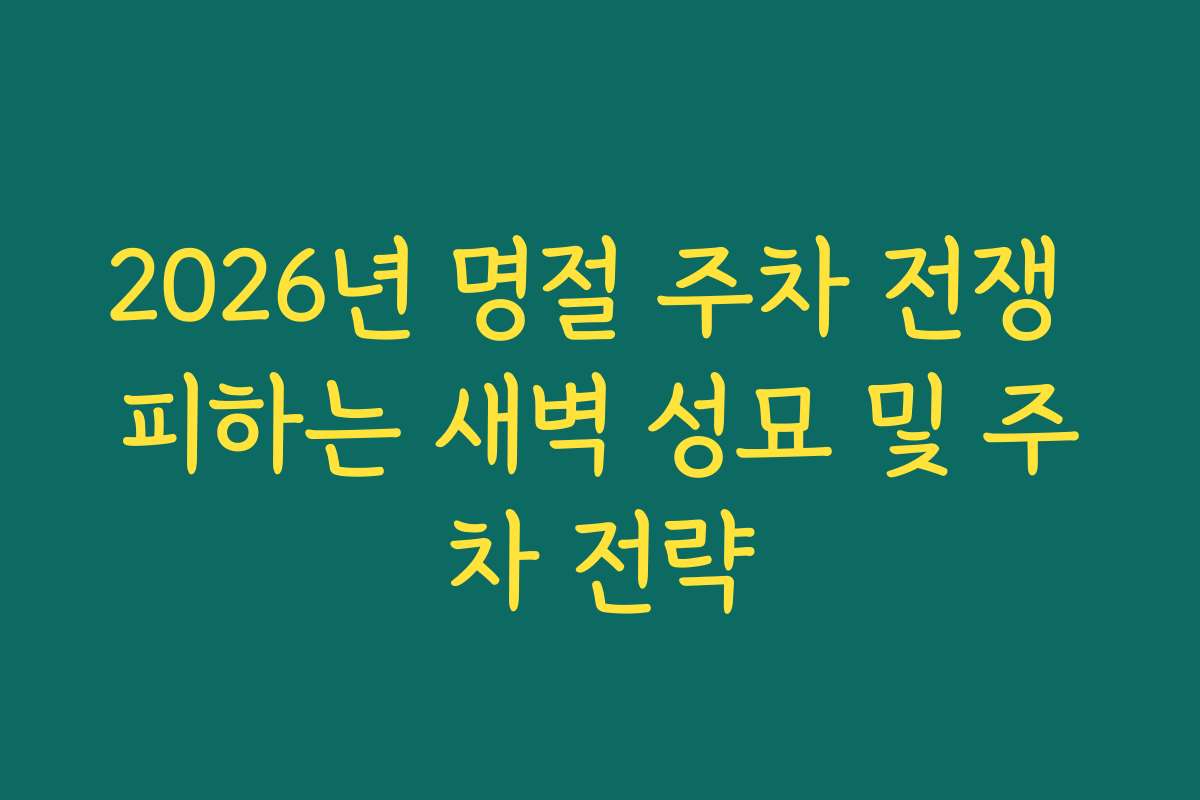 2026년 명절 주차 전쟁 피하는 새벽 성묘 및 주차 전략