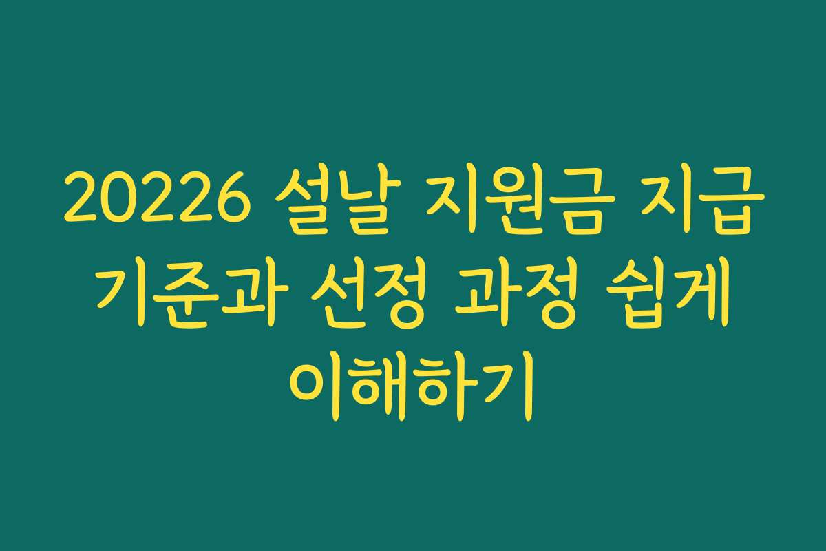 20226 설날 지원금 지급 기준과 선정 과정 쉽게 이해하기