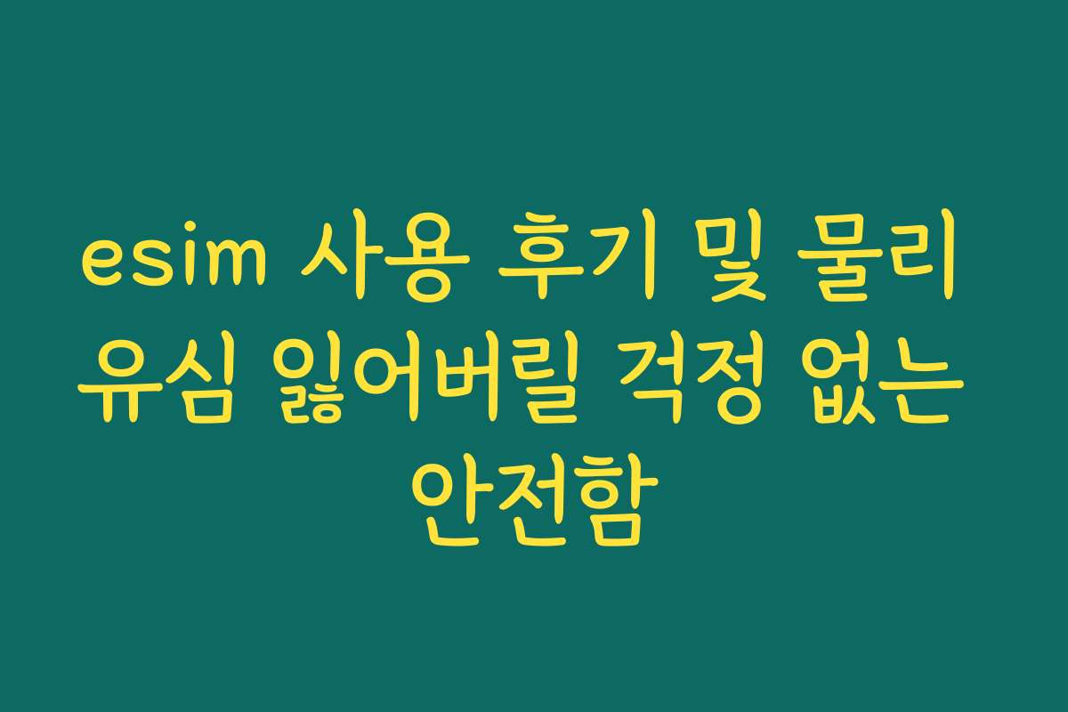 esim 사용 후기 및 물리 유심 잃어버릴 걱정 없는 안전함