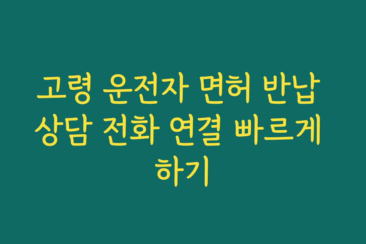 고령 운전자 면허 반납 상담 전화 연결 빠르게 하기