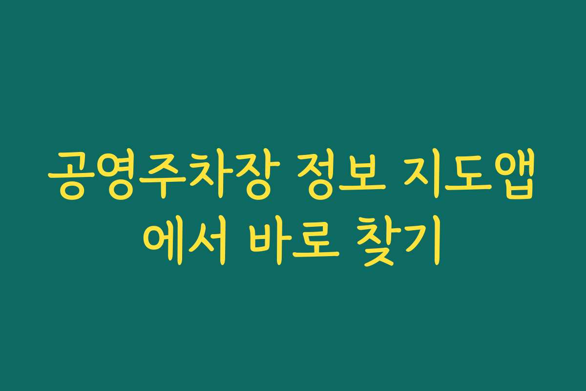 공영주차장 정보 지도앱에서 바로 찾기