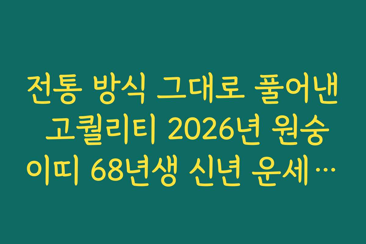 전통 방식 그대로 풀어낸 고퀄리티 2026년 원숭이띠 68년생 신년 운세 서비스