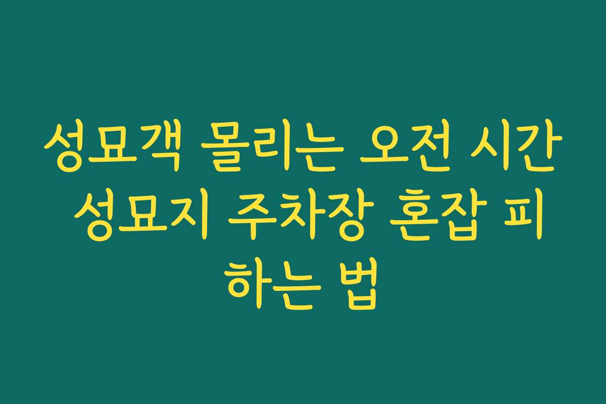 성묘객 몰리는 오전 시간 성묘지 주차장 혼잡 피하는 법