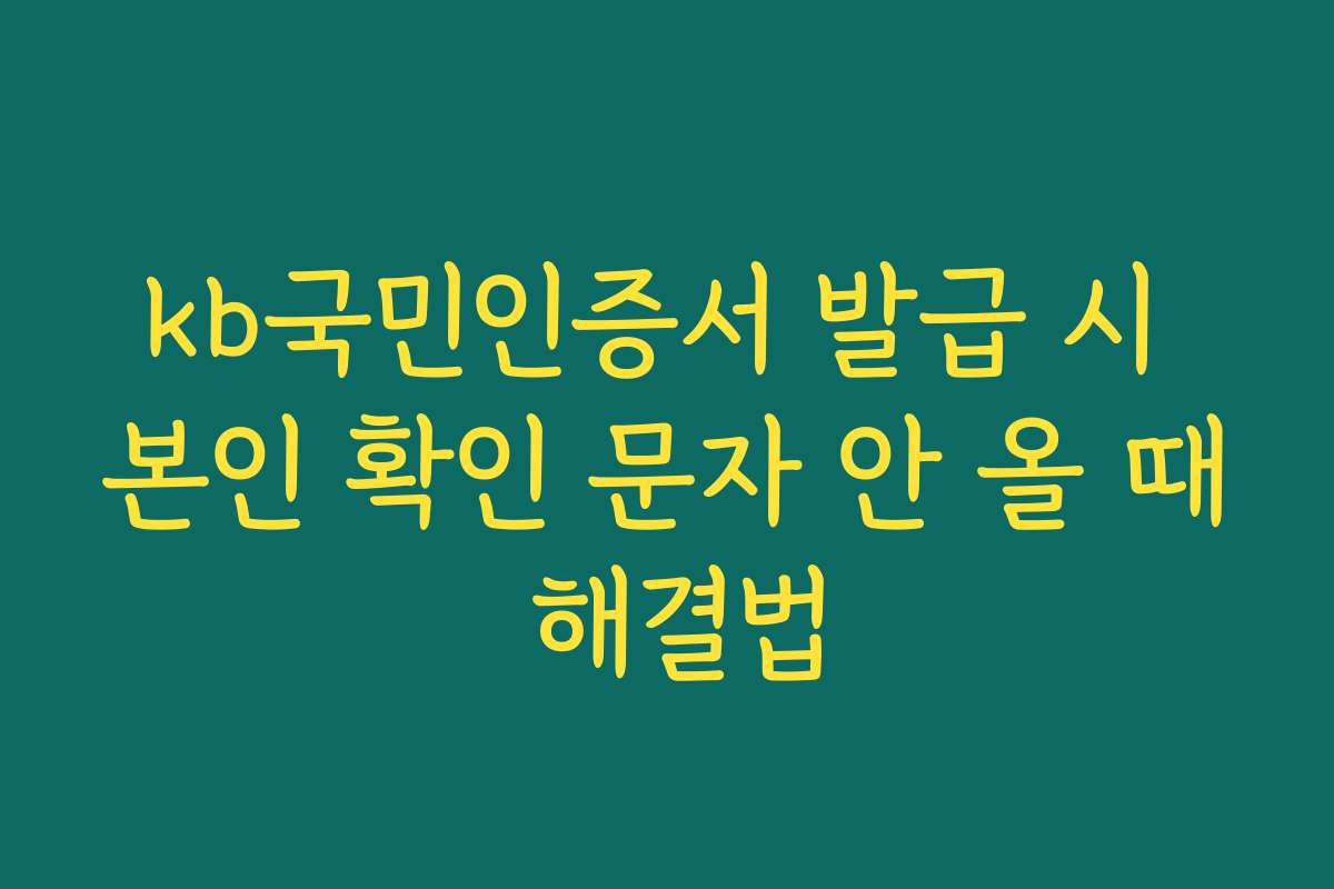 kb국민인증서 발급 시 본인 확인 문자 안 올 때 해결법