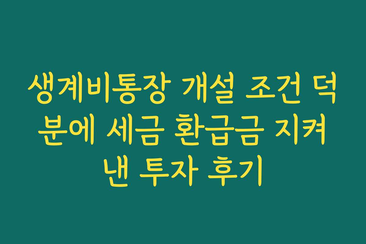 생계비통장 개설 조건 덕분에 세금 환급금 지켜낸 투자 후기